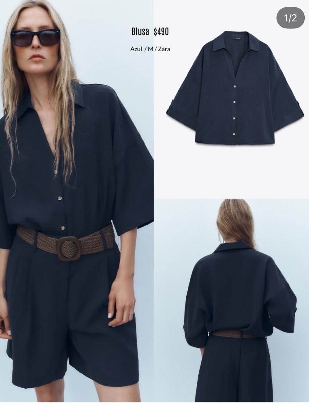 Zara NWT blue blouse 8372/227